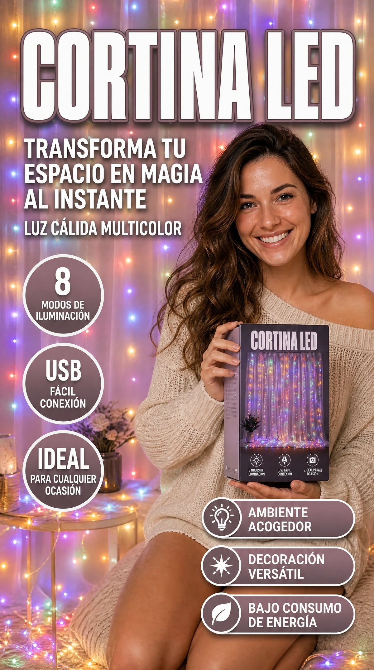 Luces Led Decorativa Para Cortina