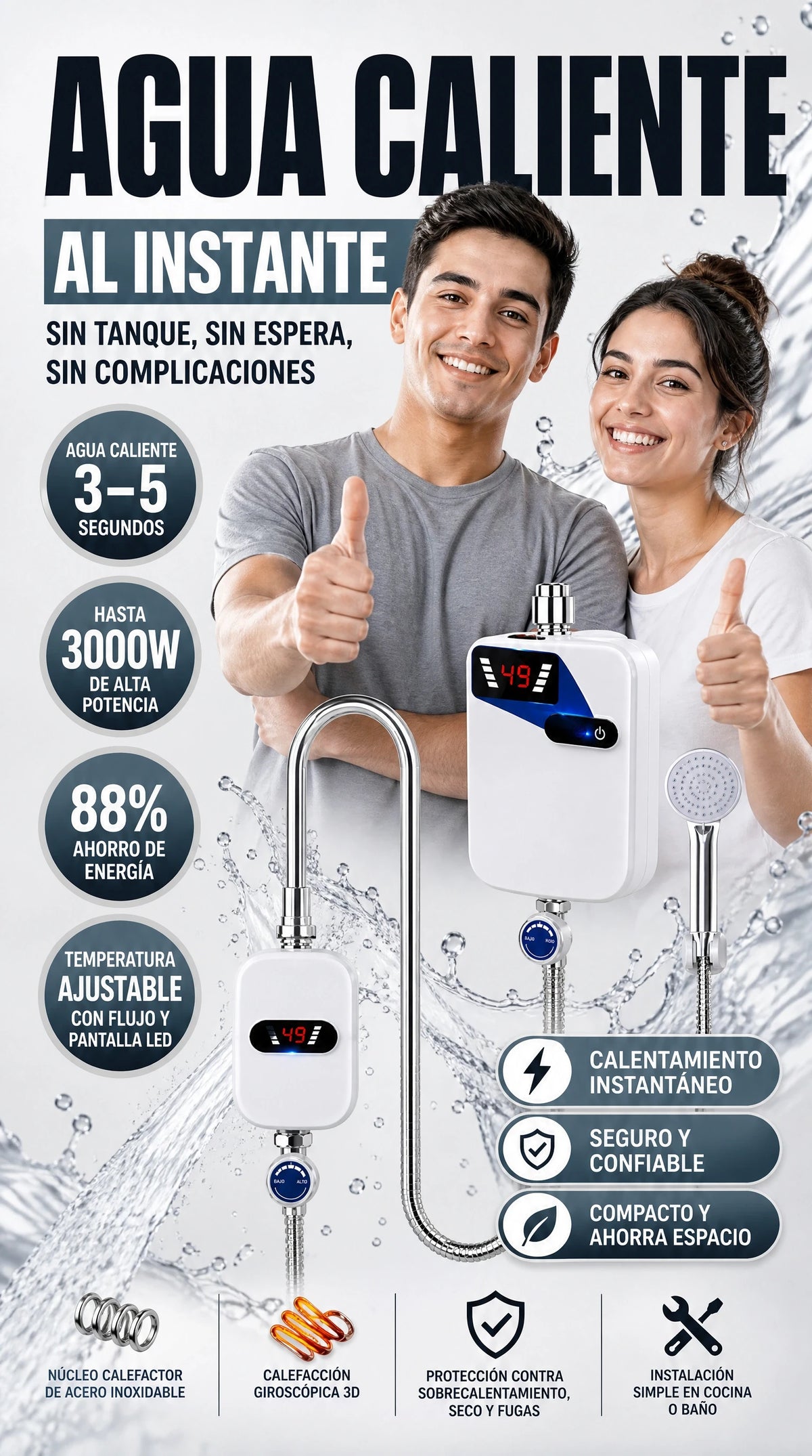 Ducha Con Calentador Y Enfriador De Agua / Ahorra luz